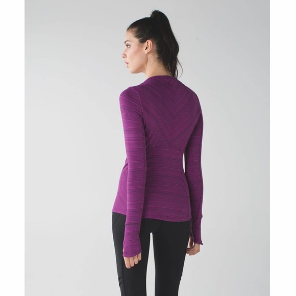 Lululemon Kanto Catch Me Long Sleeve in Kanto Stripe Regal Plum Naval Blue - Picture 2 of 12